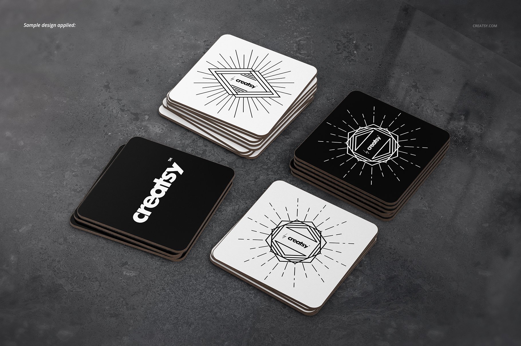 矩形PVC杯垫Logo设计贴图样机模板 Rectangular Coasters Mockup Set_img_2