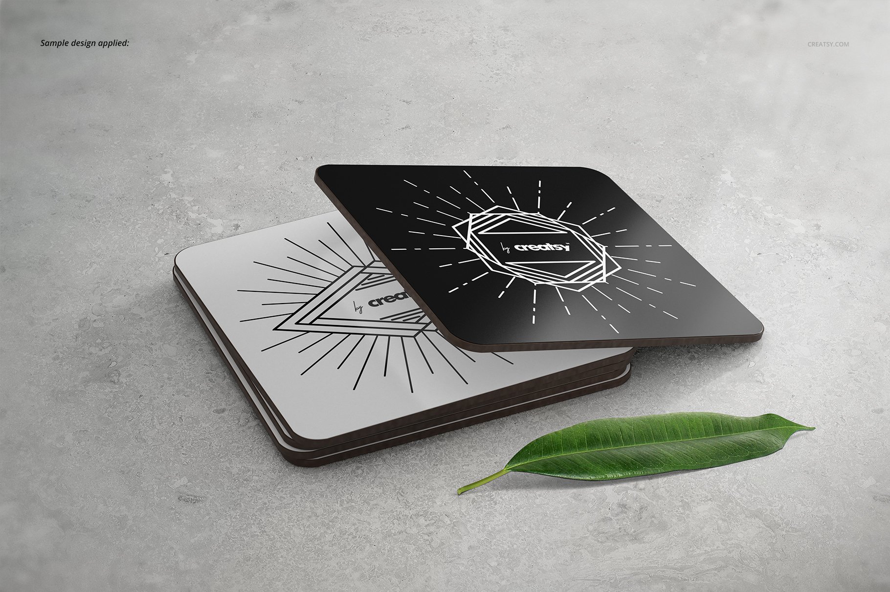 矩形PVC杯垫Logo设计贴图样机模板 Rectangular Coasters Mockup Set_img_2