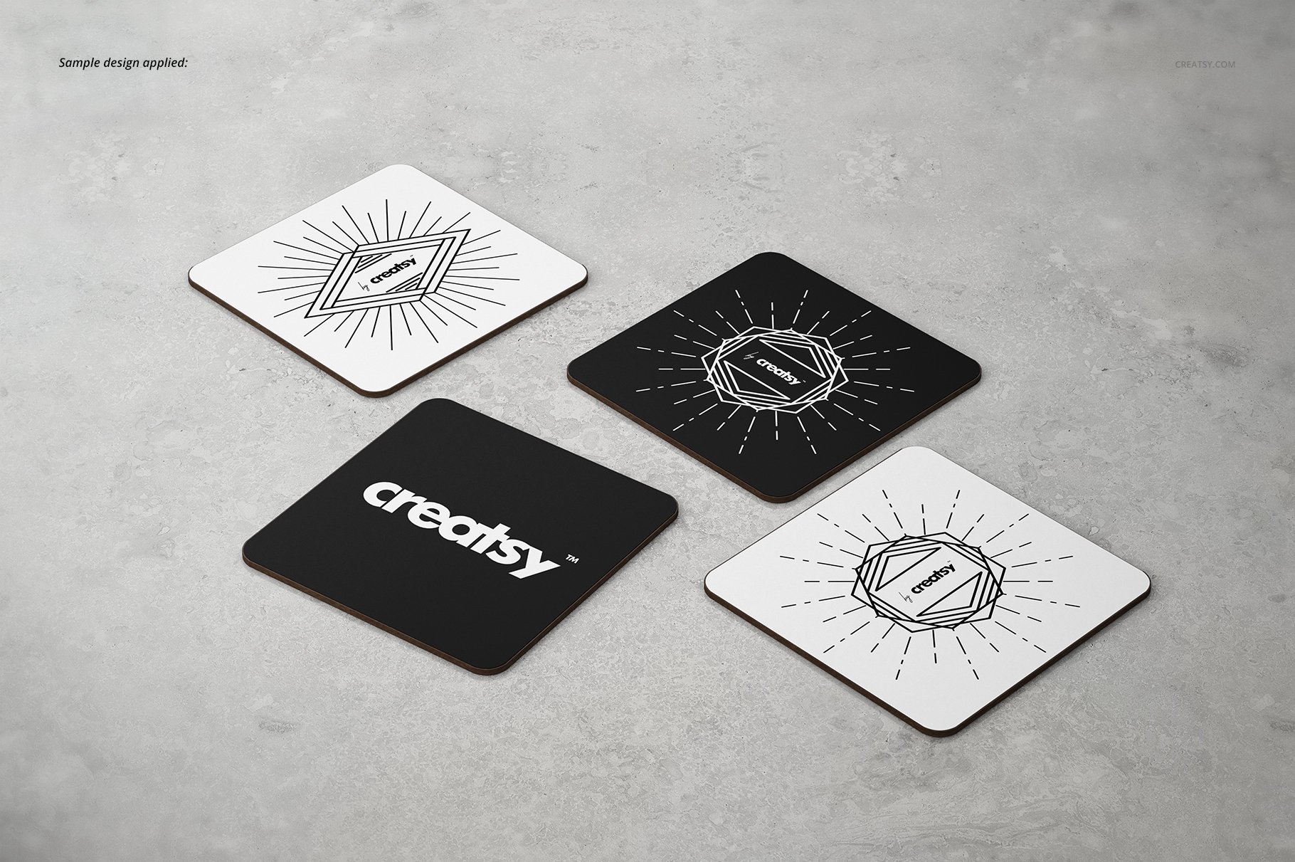 矩形PVC杯垫Logo设计贴图样机模板 Rectangular Coasters Mockup Set_img_2