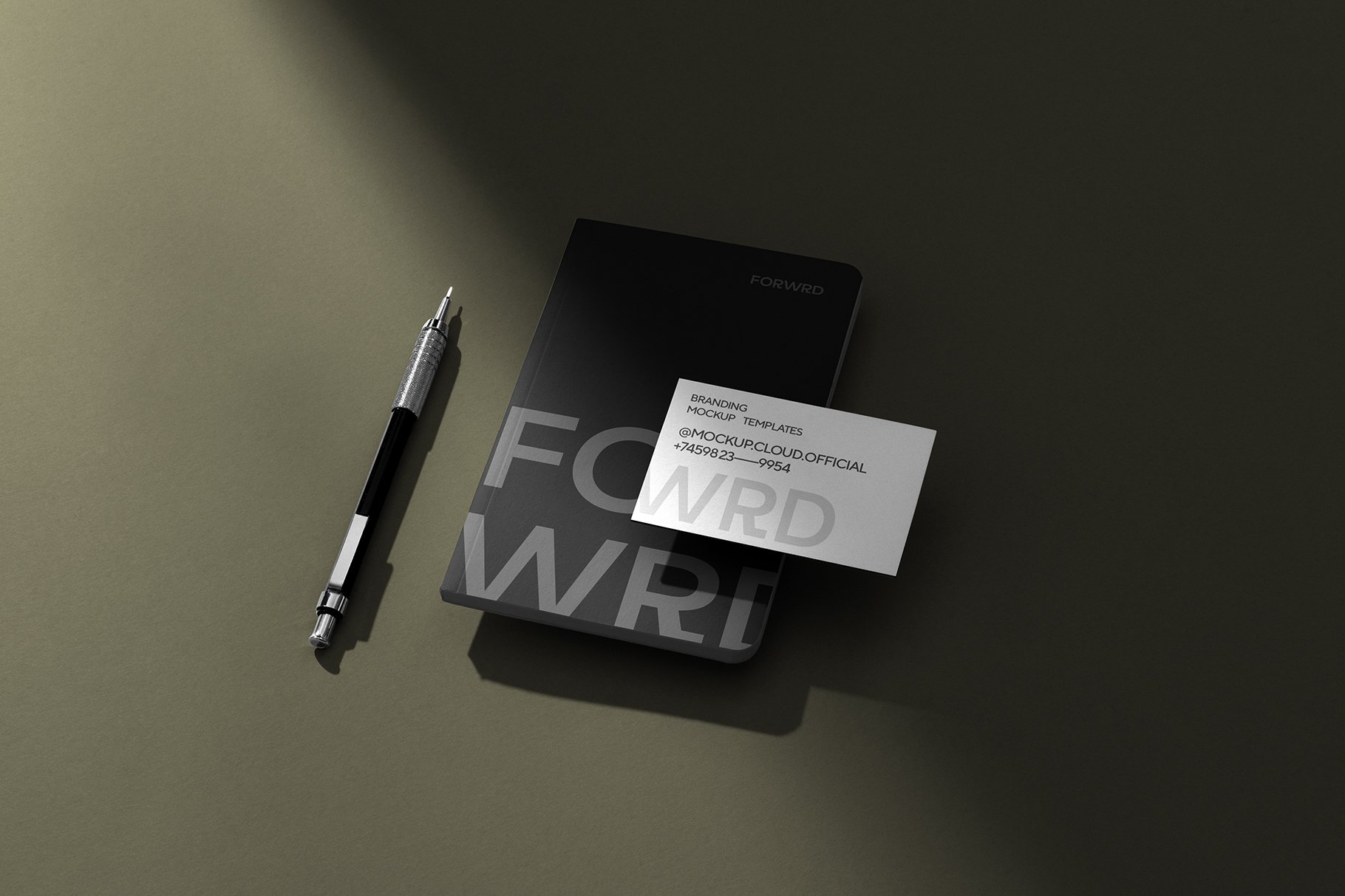 18款光影A4信纸名片文具VI品牌设计展示Ps贴图样机 Forwrd Branding Mockup Kit_img_2