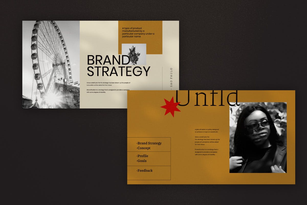 时尚创意品牌策划作品集演示文稿模板素材 Unfld - Brand Guidelines Powerpoint_img_2