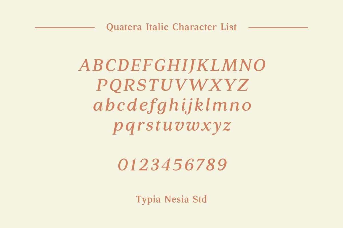 优雅杂志品牌徽标logo设计手写英文字体素材 Quatera Italic - Elegant Classy Serif Italic_img_2