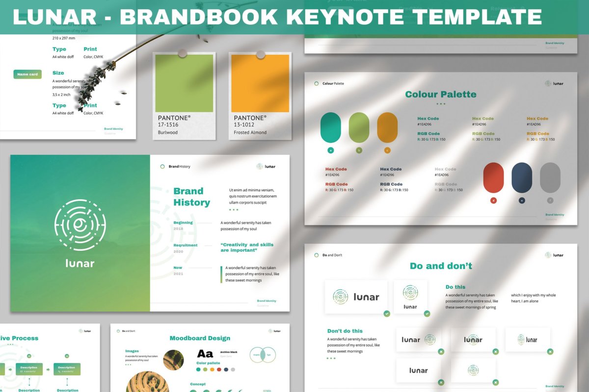 极简主义企业品牌vi指南设计Keynote模板 Lunar - Brandbook Keynote Template_img_2