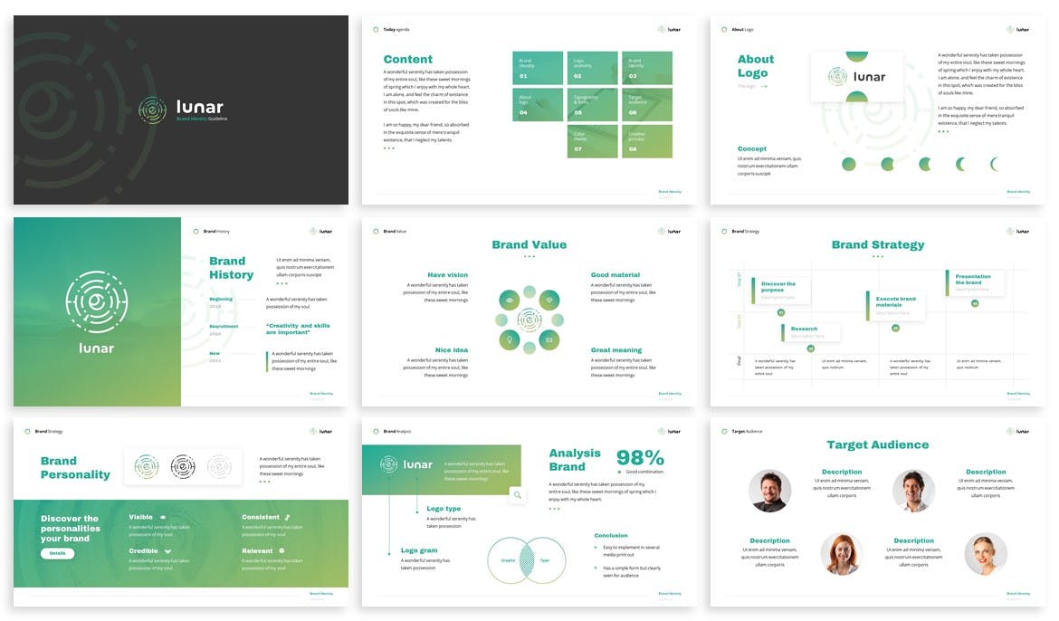 极简主义企业品牌vi指南设计Keynote模板 Lunar - Brandbook Keynote Template_img_2