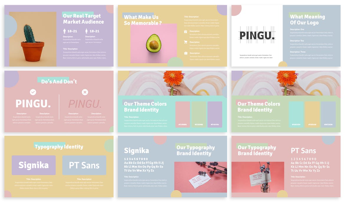 优雅简约商务作品集图文排版演示文稿设计ppt模板 Pingu - Brandbook Powerpoint Template_img_2