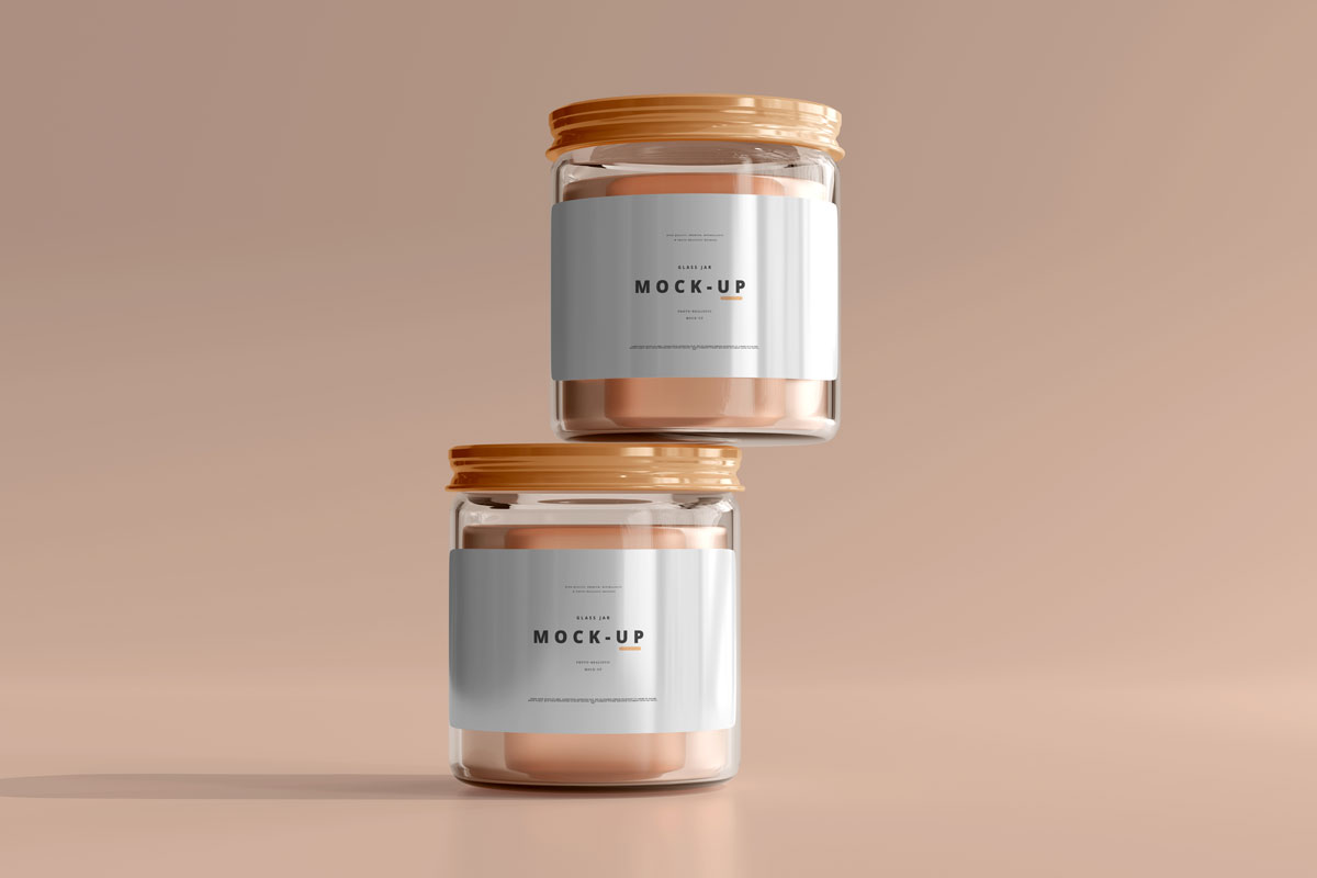 9款时尚化妆品玻璃罐设计贴图样机模板 Glass Cosmetic Jar Mockup_img_2