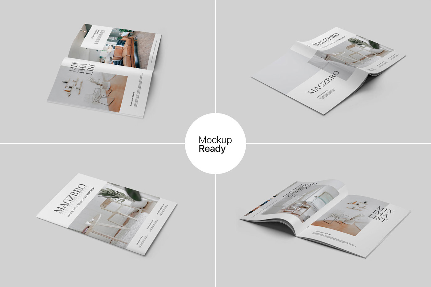 30个多角度A4画册杂志设计展示样机PSD模板素材 Magazine and Brochure Mockup_img_2