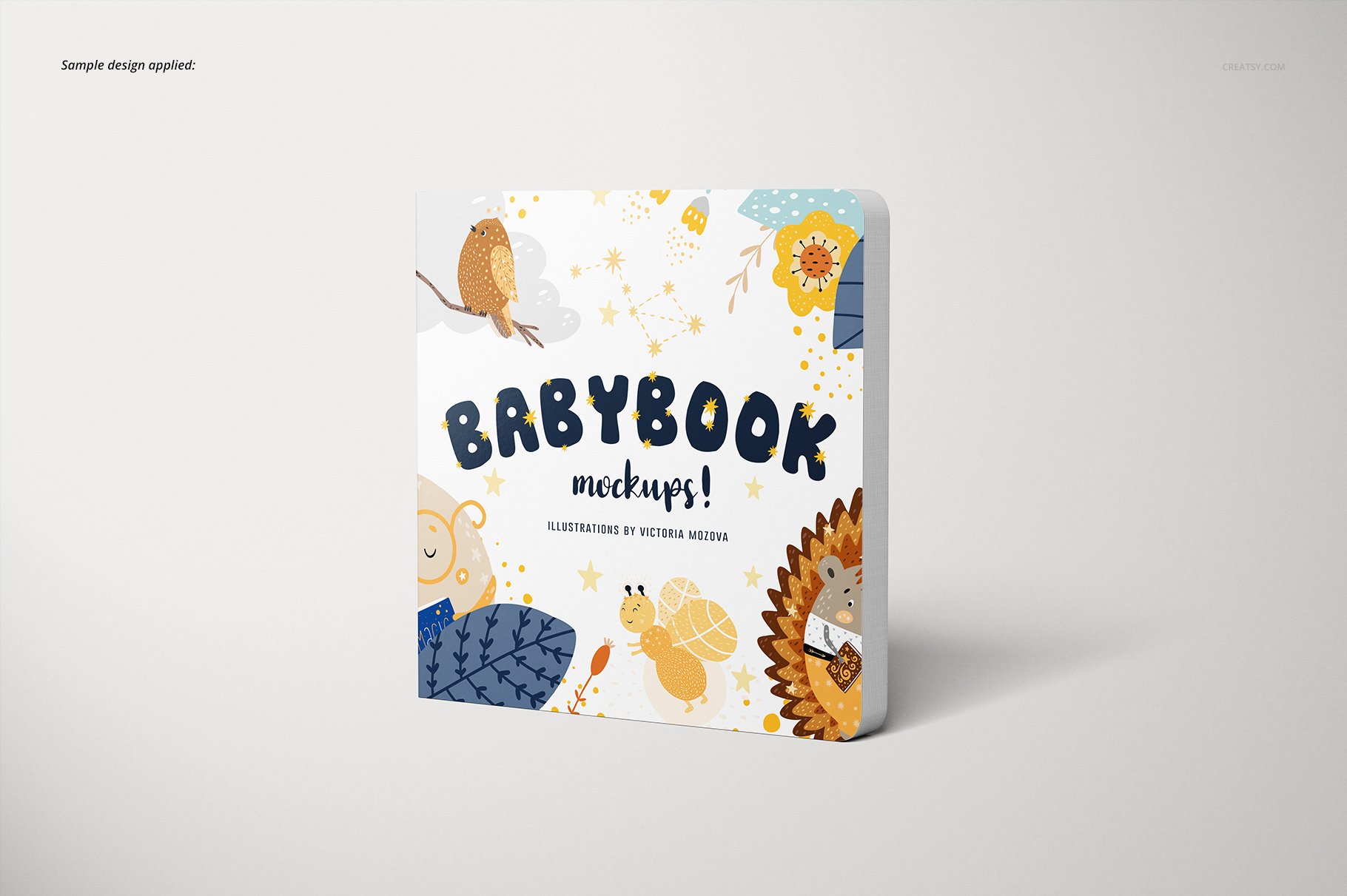 8个时尚婴儿硬纸板书设计贴图样机模板合集 Cardboard Baby Book Mockup Set_img_2