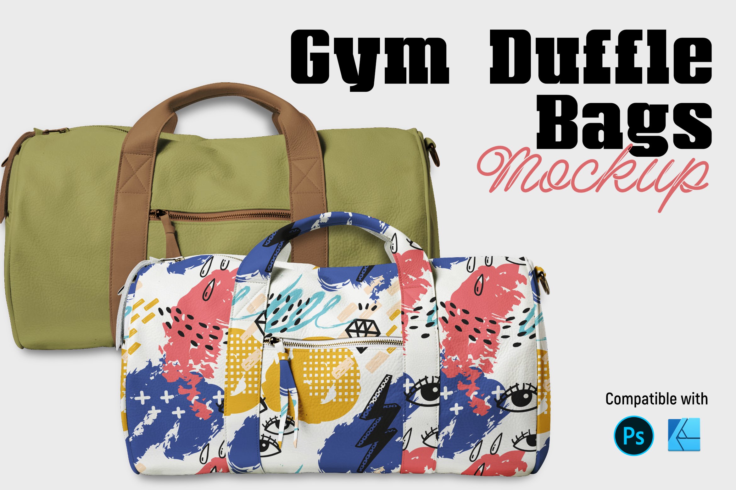 健身运动行李袋印花图案设计样机模板 Gym Duffle Bags Mockup_img_2