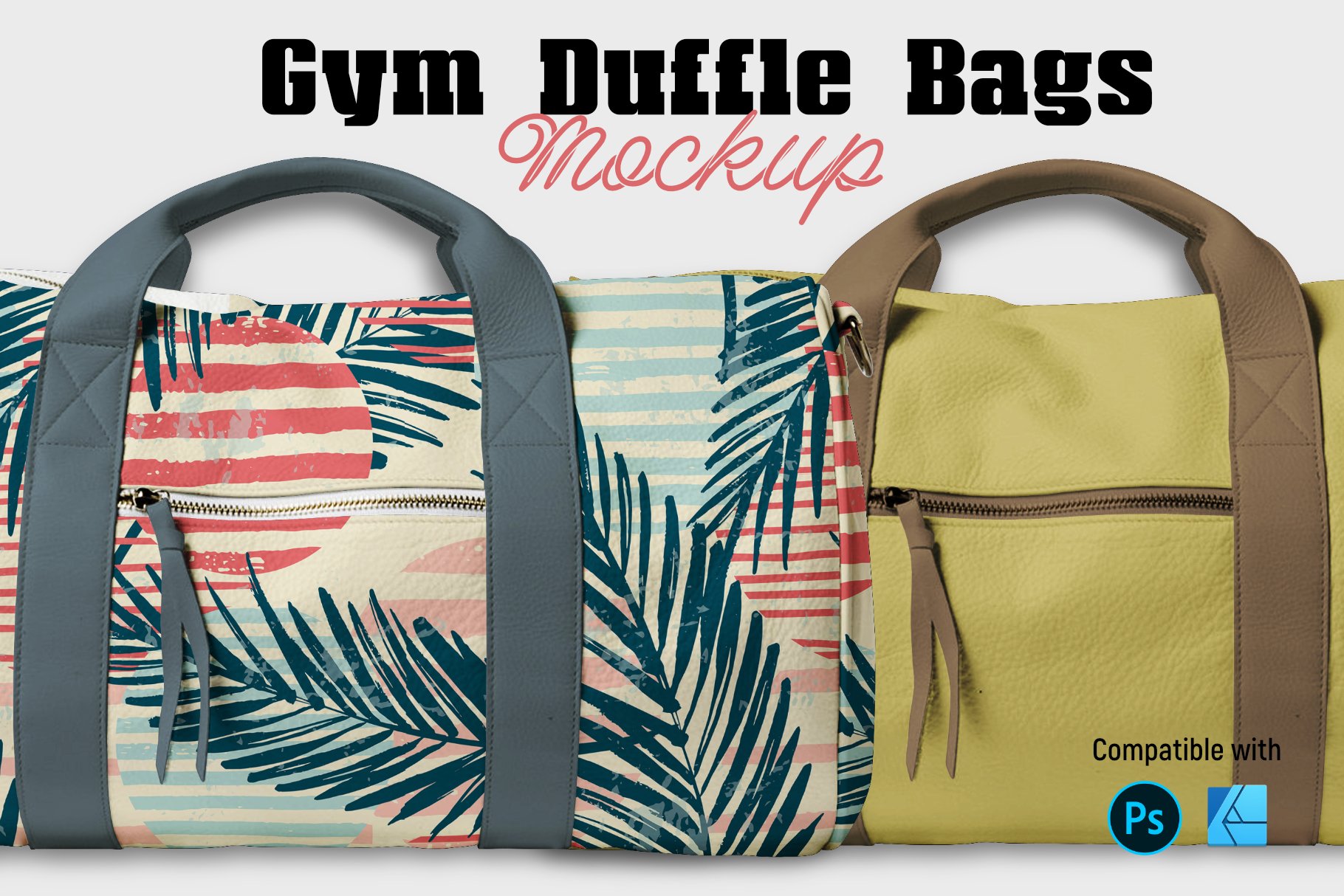 健身运动行李袋印花图案设计样机模板 Gym Duffle Bags Mockup_img_2