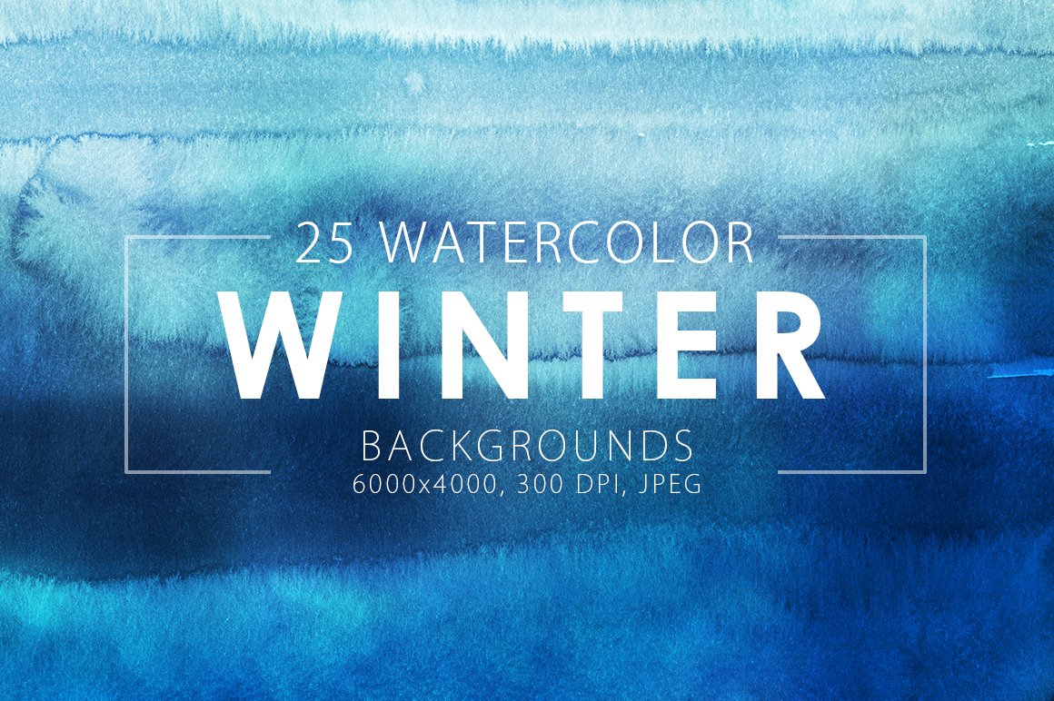 25个高清冬季蓝色水彩纹理海报设计背景图片素材 Winter Watercolor Backgrounds_img_2