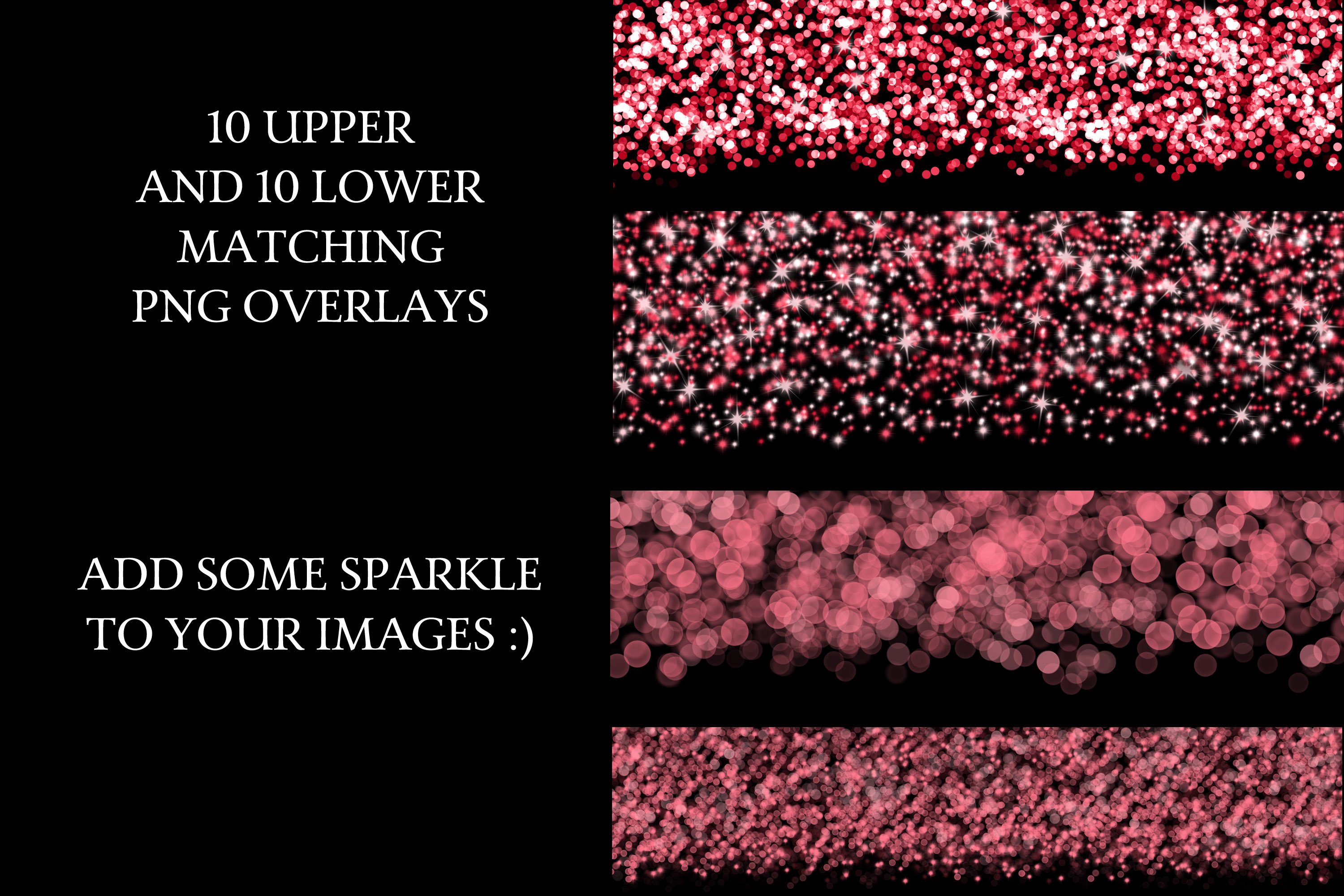 粉红色闪光星星叠加层背景图片PNG格式文件 Rhodonite Pink - 10 Upper & 10 Lower Decorative Overlays_img_2