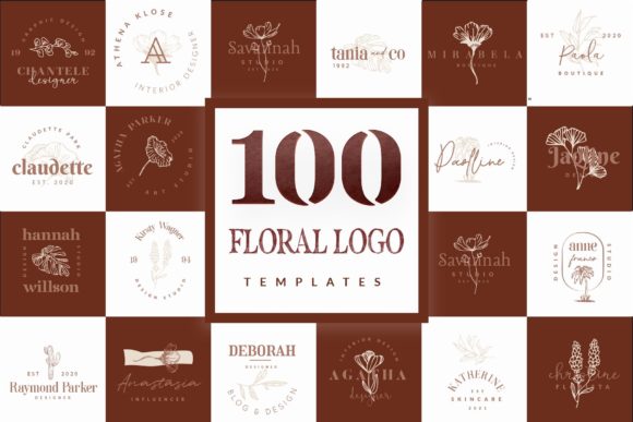 100个简约花卉徽标Logo设计矢量模板素材 100 Logo Templates Floral Logo_img_2