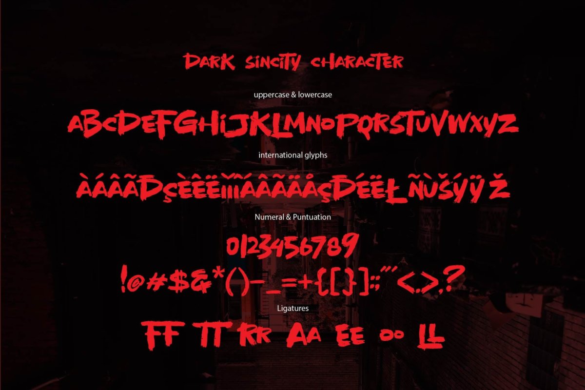 时尚数字标点字形设计装饰性英文字体素材 DARKSINCITY - Display Font_img_2