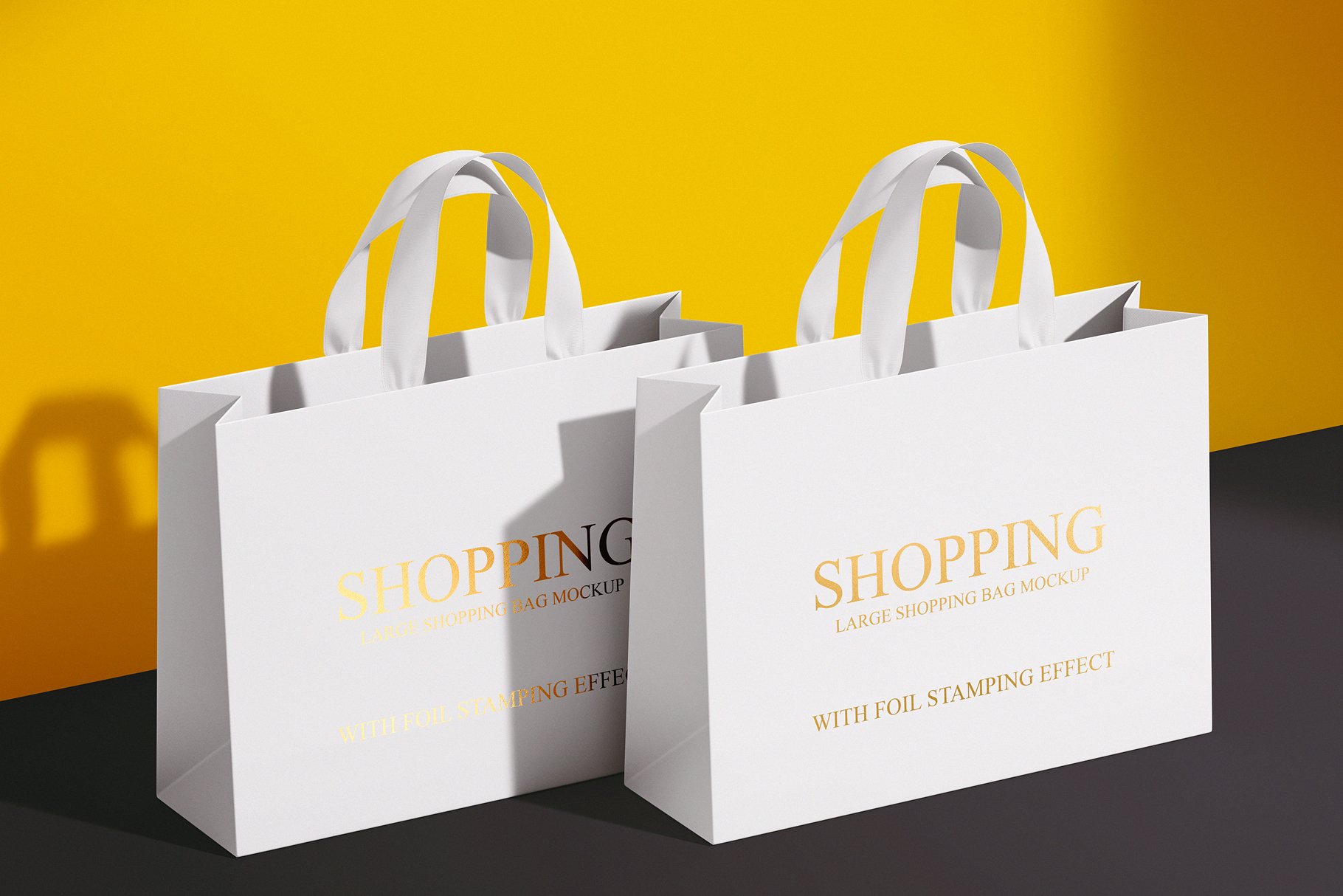 8个高品质购物手提纸袋设计贴图样机模板 Large Shopping Bag Mockup_img_2