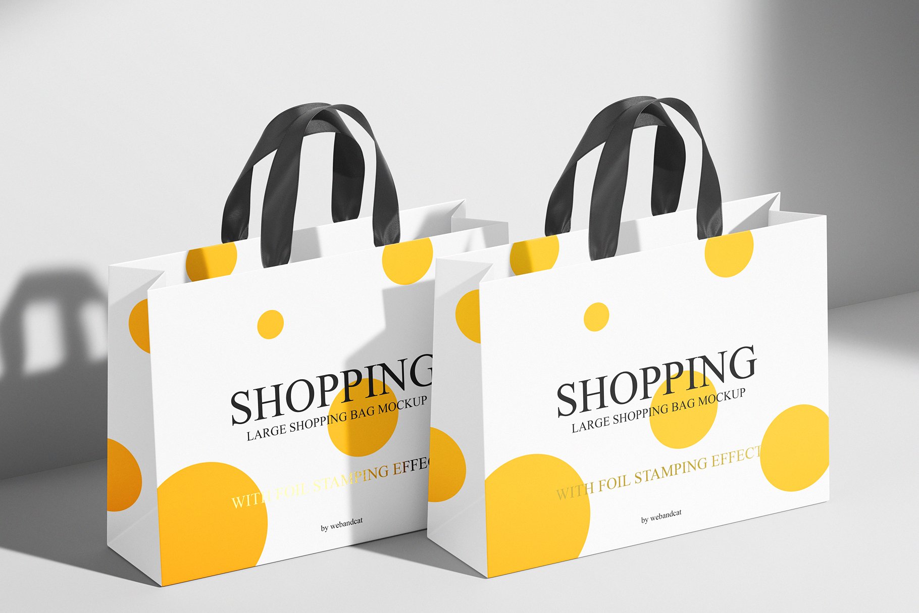 8个高品质购物手提纸袋设计贴图样机模板 Large Shopping Bag Mockup_img_2