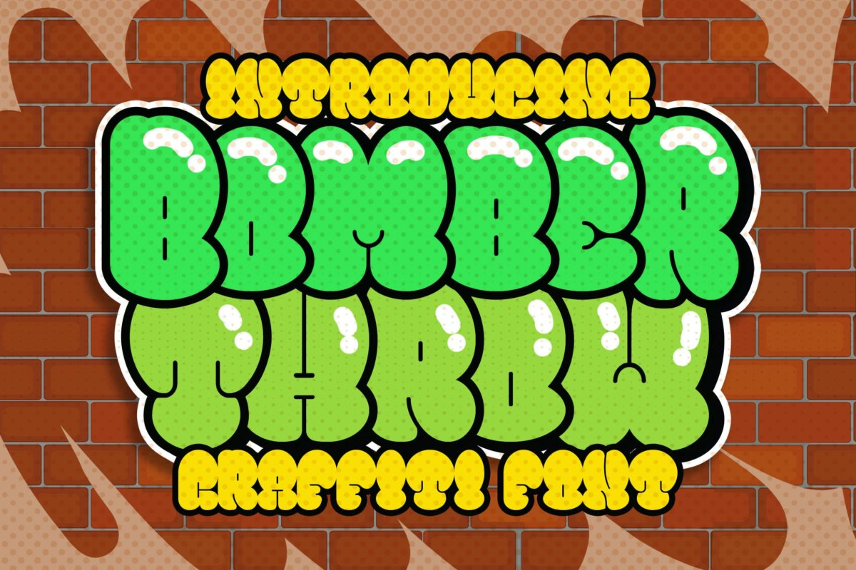 涂鸦风格嘻哈音乐卡通漫画海报设计衬线英文字体素材 Bomber Throw Urban Graffiti Font_img_2