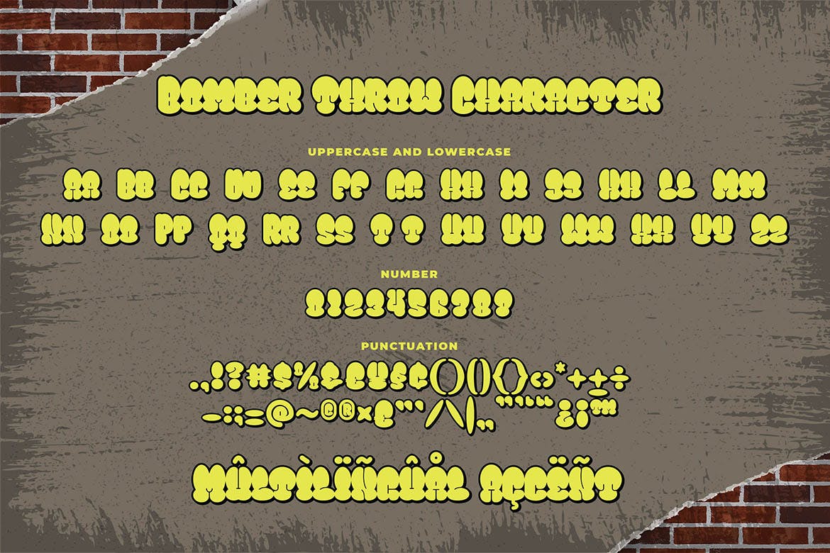 涂鸦风格嘻哈音乐卡通漫画海报设计衬线英文字体素材 Bomber Throw Urban Graffiti Font_img_2