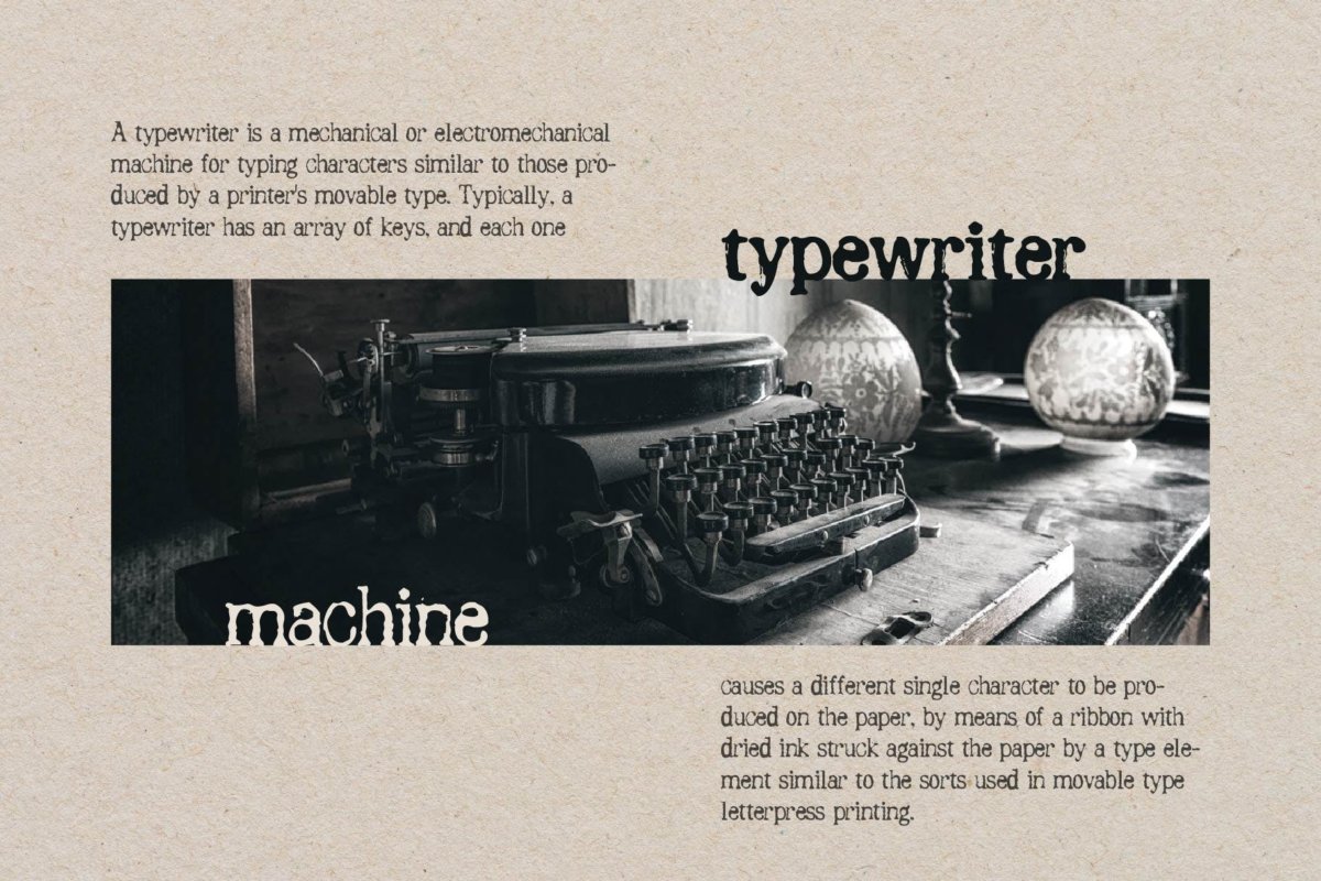 复古打印效果数字标点国际字形设计衬线英文字体素材 RONS - Typewriter_img_2