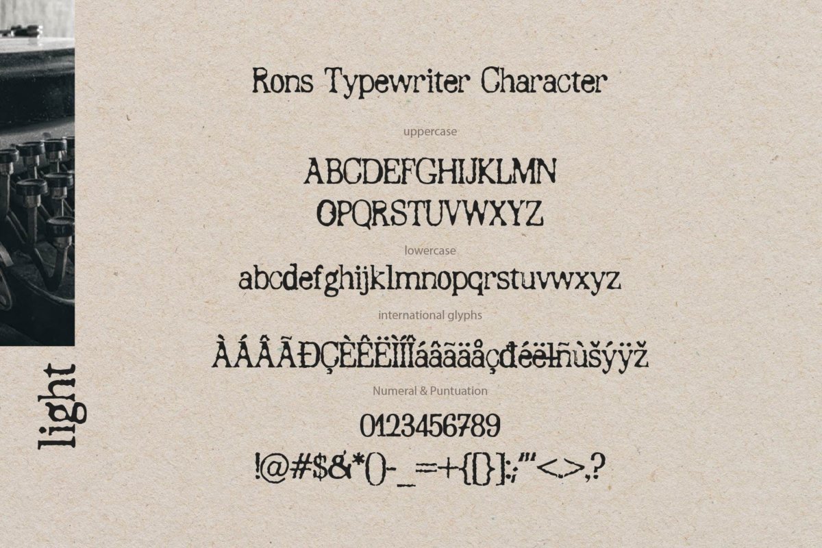 复古打印效果数字标点国际字形设计衬线英文字体素材 RONS - Typewriter_img_2