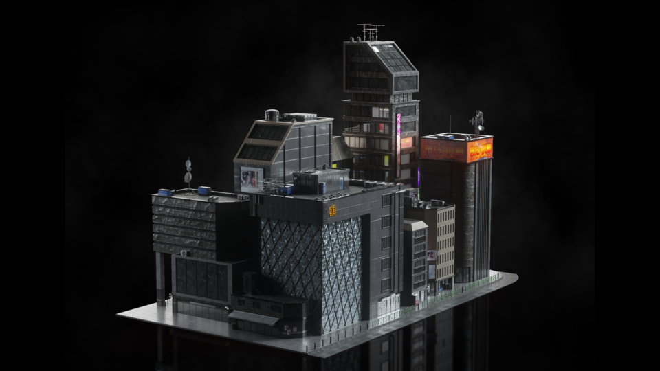 超大未来科幻东京城市楼房建筑设计3D模型素材 Kitbash3D - Neo Tokyo 2_img_2