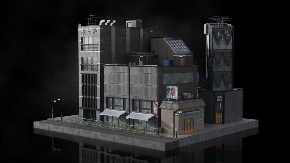 超大未来科幻东京城市楼房建筑设计3D模型素材 Kitbash3D - Neo Tokyo 2_img_2