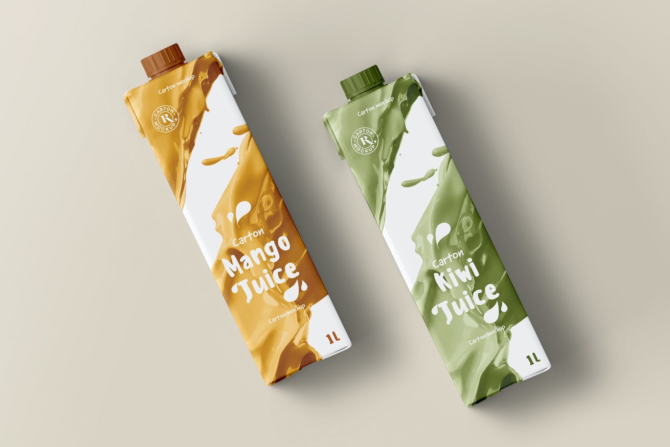 6款逼真果汁饮料纸箱外观设计贴图样机模板 Juice Carton Mock-up 2_img_2