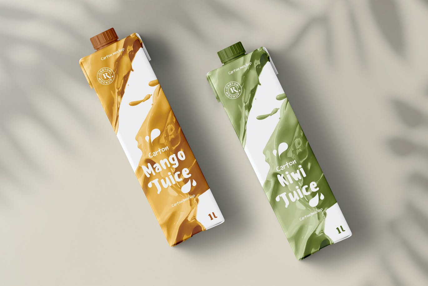 6款逼真果汁饮料纸箱外观设计贴图样机模板 Juice Carton Mock-up 2_img_2