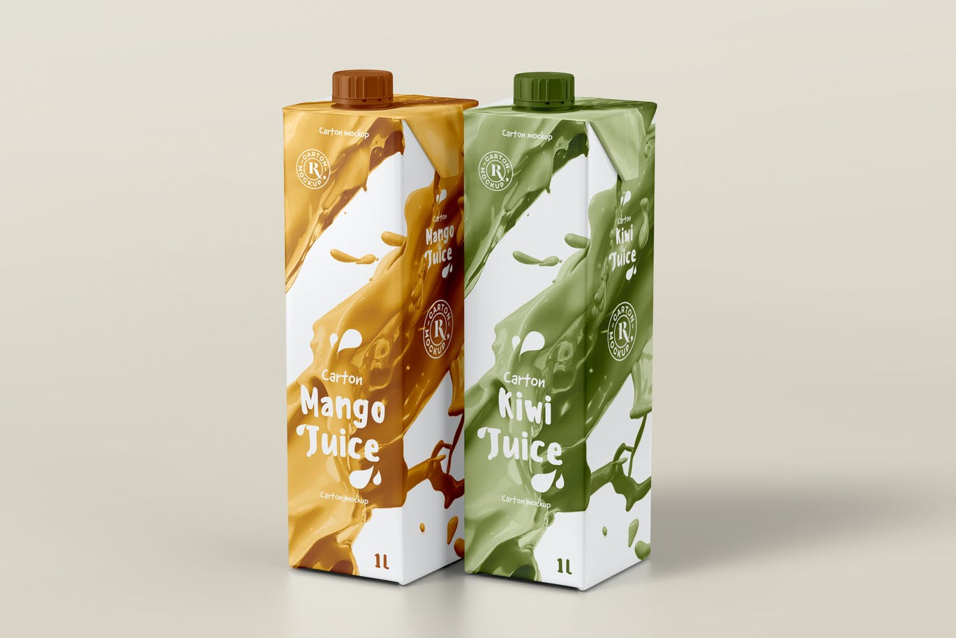 6款逼真果汁饮料纸箱外观设计贴图样机模板 Juice Carton Mock-up 2_img_2