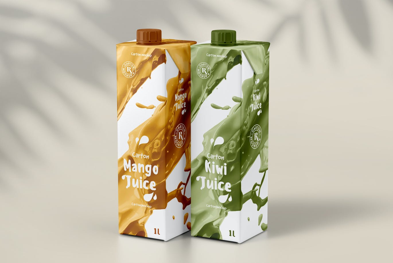 6款逼真果汁饮料纸箱外观设计贴图样机模板 Juice Carton Mock-up 2_img_2