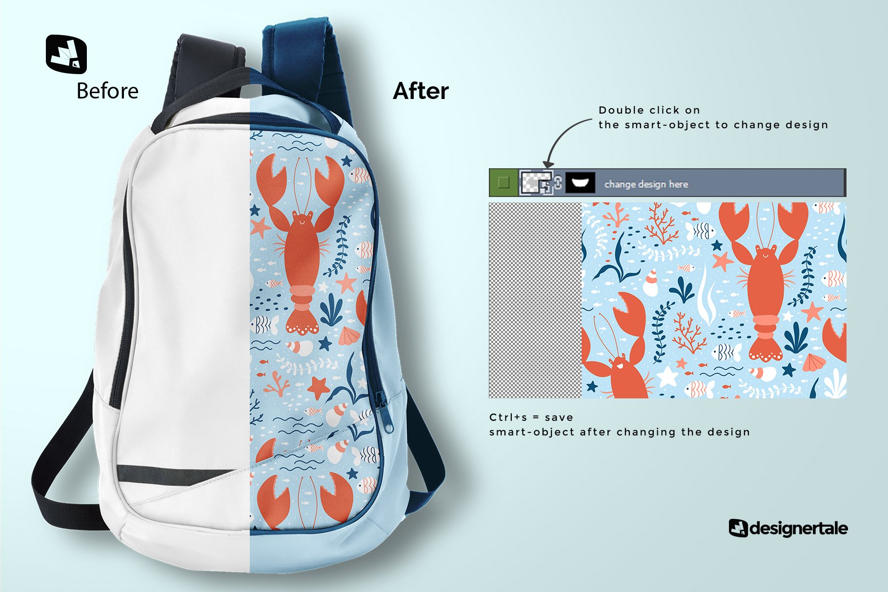 顶视图旅行双肩背包印花图案设计贴图样机 Top View Backpack Mockup_img_2