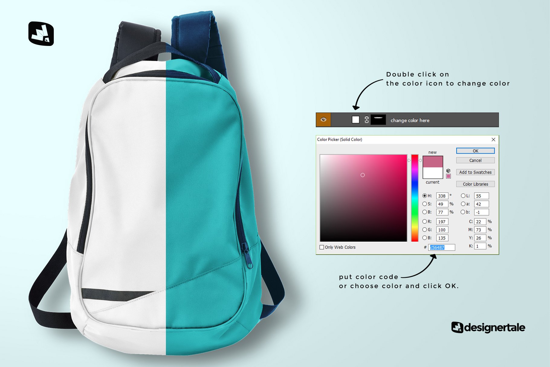 顶视图旅行双肩背包印花图案设计贴图样机 Top View Backpack Mockup_img_2