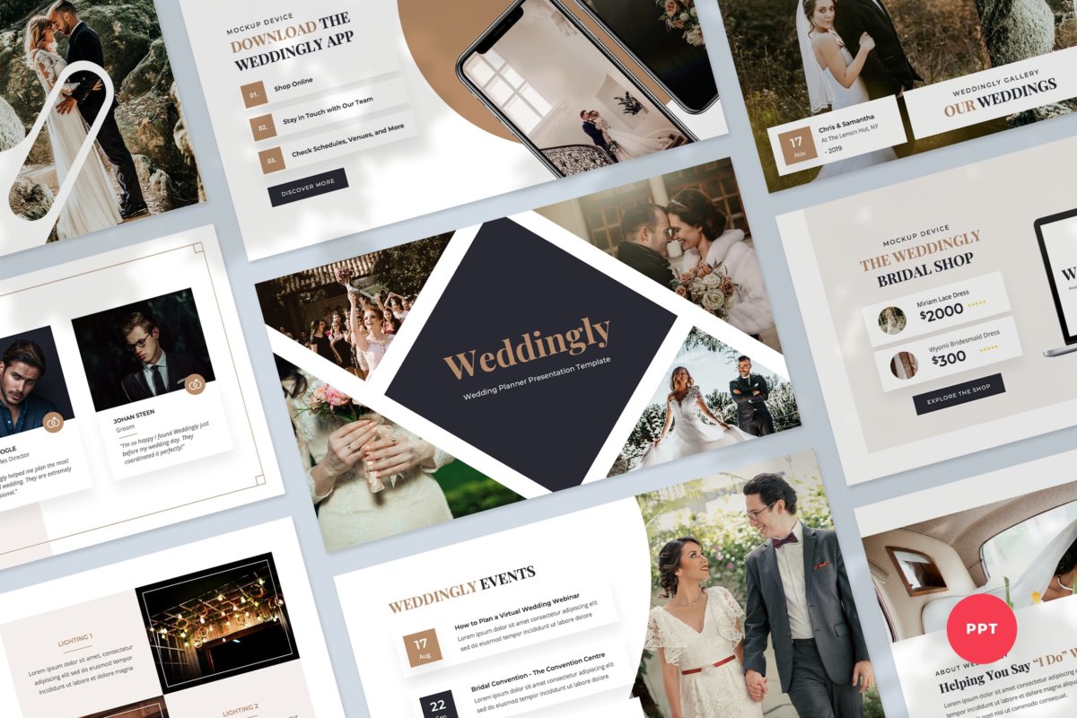 现代时尚婚礼营销策划图文排版设计模板 Wedding Planner PowerPoint Presentation Template_img_2