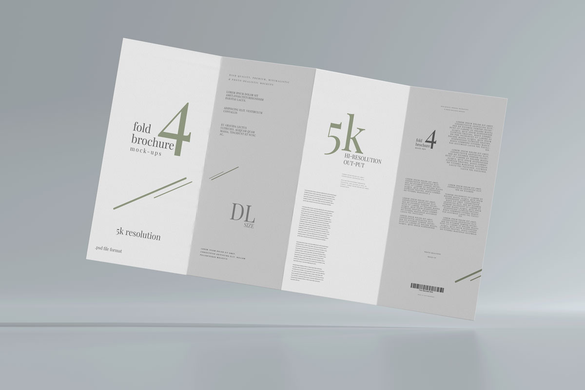 8款4折页小册子设计展示样机模板 Dl Size Four Fold Brochure Mockup_img_2