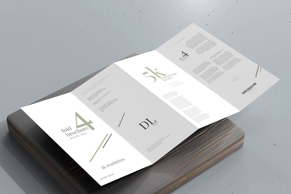 8款4折页小册子设计展示样机模板 Dl Size Four Fold Brochure Mockup_img_2