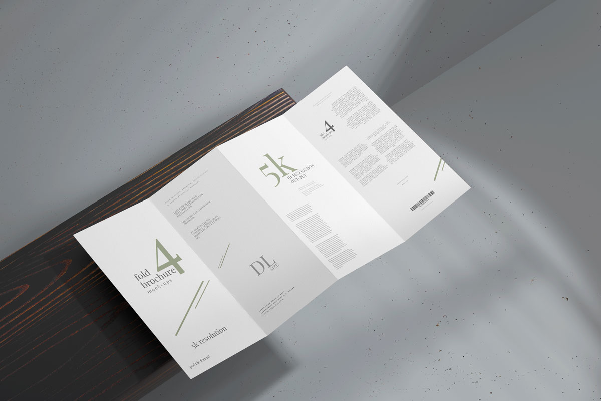 8款4折页小册子设计展示样机模板 Dl Size Four Fold Brochure Mockup_img_2