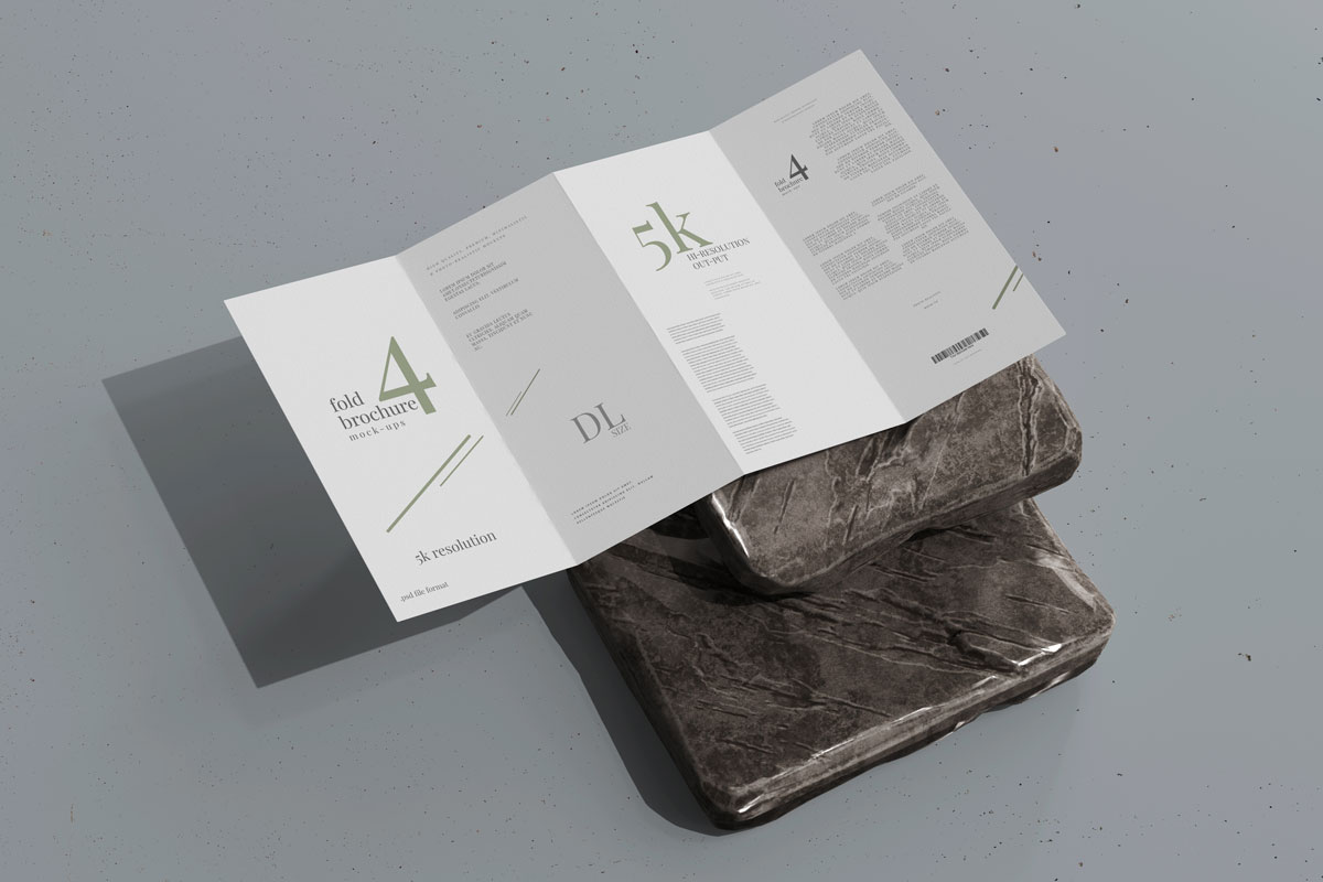 8款4折页小册子设计展示样机模板 Dl Size Four Fold Brochure Mockup_img_2