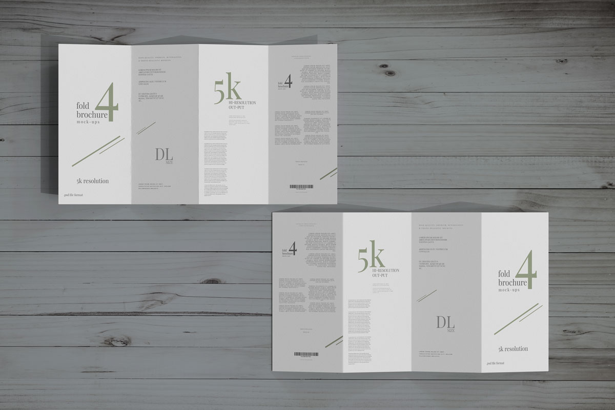 8款4折页小册子设计展示样机模板 Dl Size Four Fold Brochure Mockup_img_2