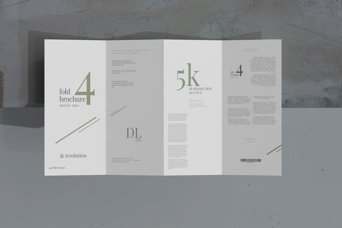 8款4折页小册子设计展示样机模板 Dl Size Four Fold Brochure Mockup_img_2