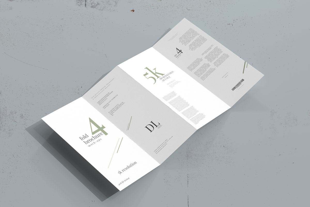 8款4折页小册子设计展示样机模板 Dl Size Four Fold Brochure Mockup_img_2