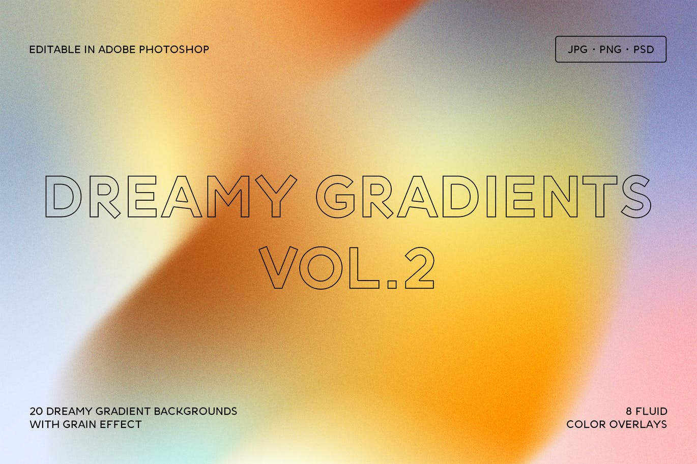 潮流复古梦幻炫彩酸性颗粒流体渐变背景底纹图片素材 Dreamy Gradients_img_2