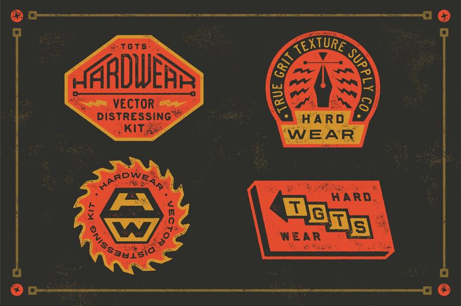 潮流复古粗砂颗粒纹理AI矢量样式套件 TGTS - Hardwear Vector Distressing Kit for Illustrator_img_2