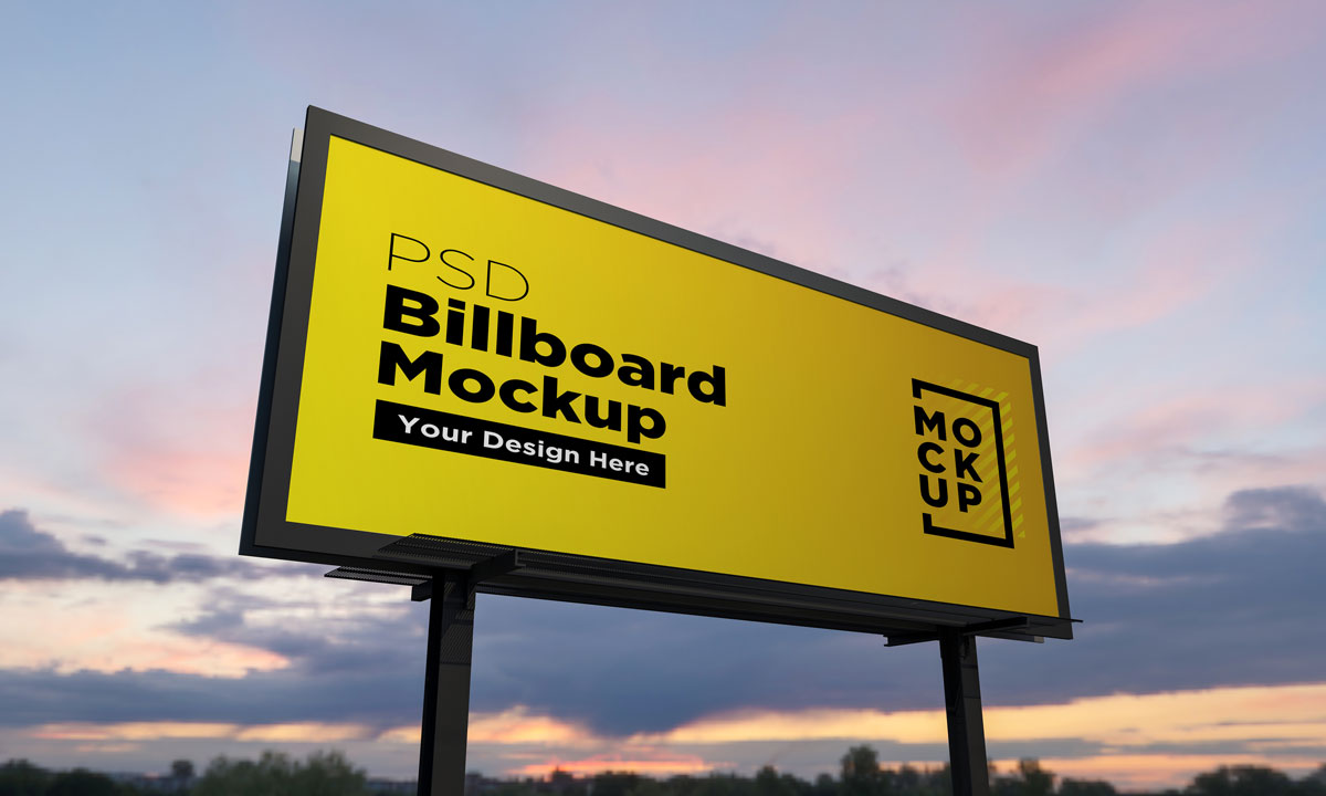 9款户外高速广告牌设计展示贴图样机模板 Billboard Mockup_img_2