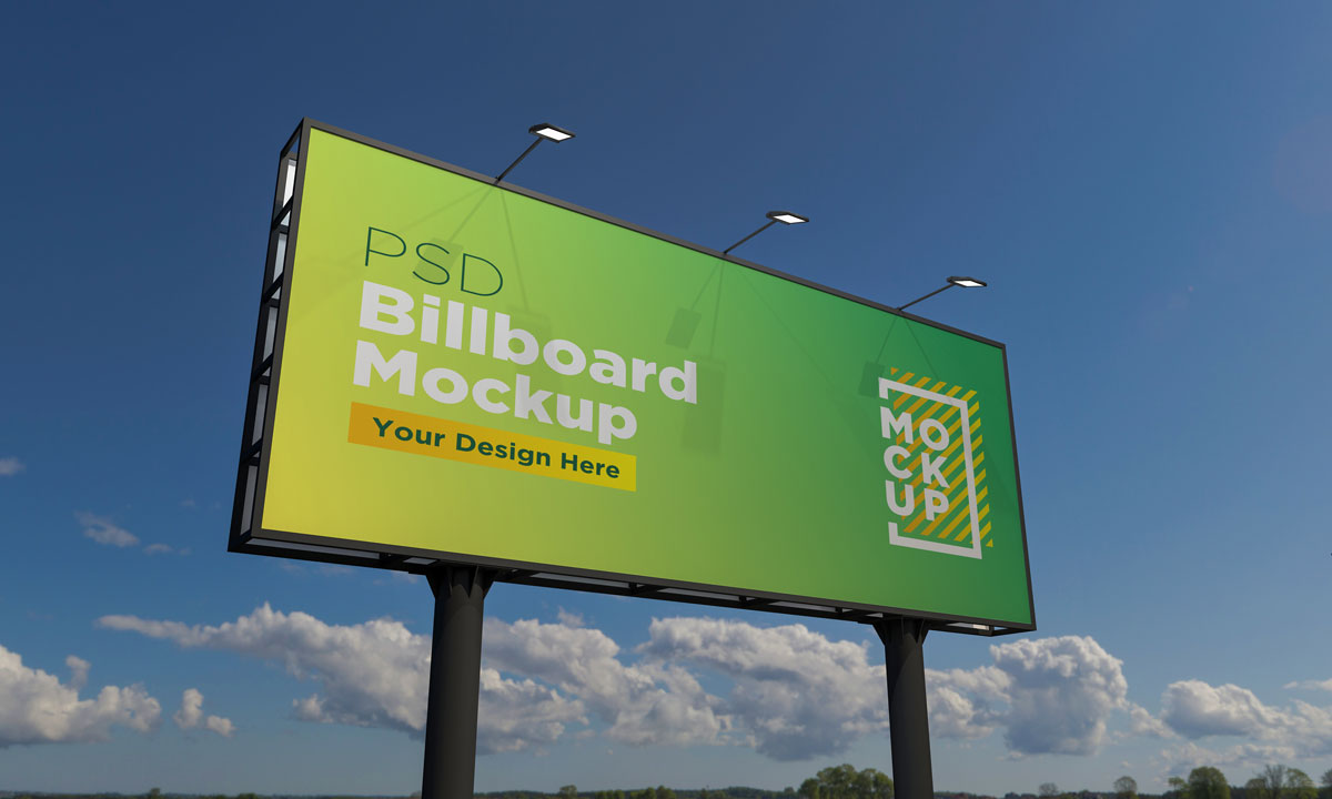 9款户外高速广告牌设计展示贴图样机模板 Billboard Mockup_img_2