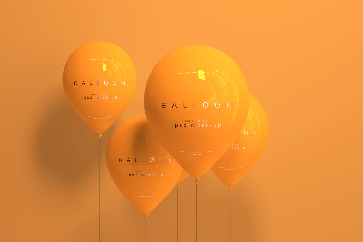 9款黄色系气球印花图案设计贴图样机模板 Orange Balloon Mockup_img_2