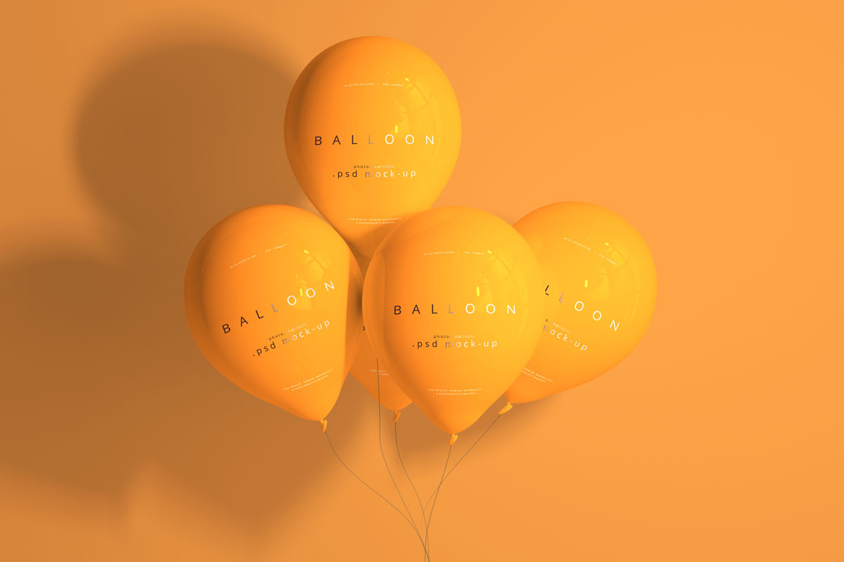 9款黄色系气球印花图案设计贴图样机模板 Orange Balloon Mockup_img_2