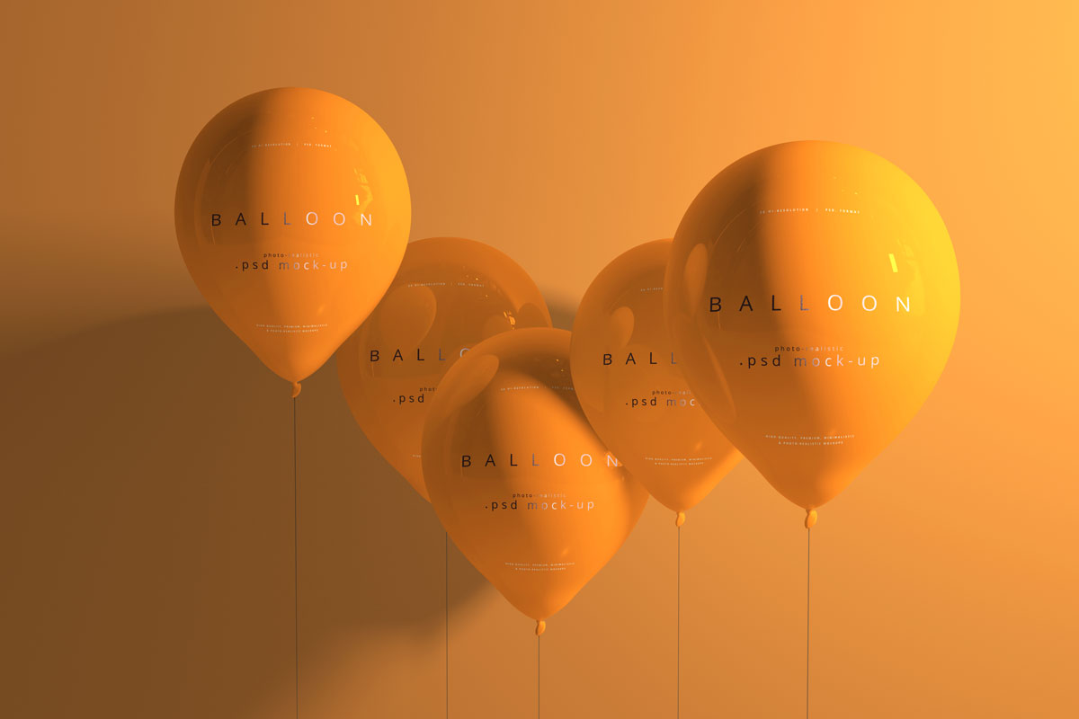 9款黄色系气球印花图案设计贴图样机模板 Orange Balloon Mockup_img_2