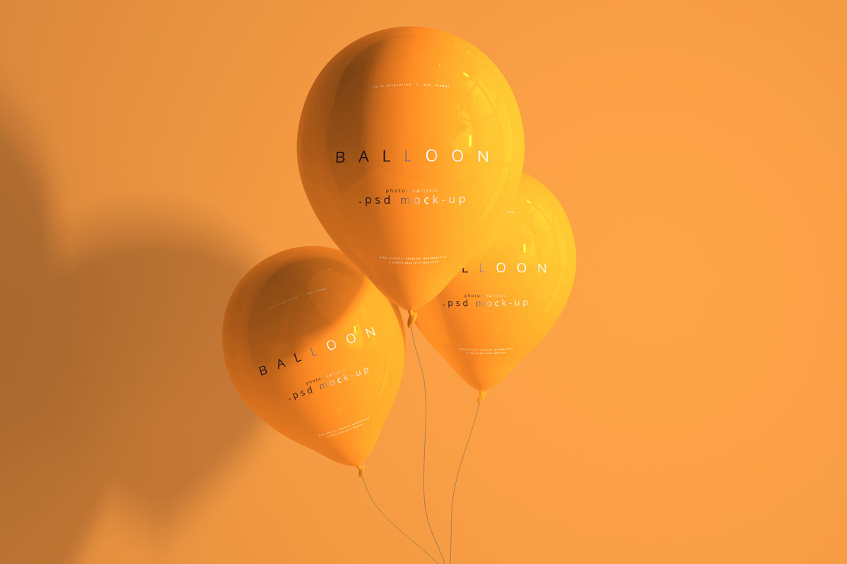 9款黄色系气球印花图案设计贴图样机模板 Orange Balloon Mockup_img_2