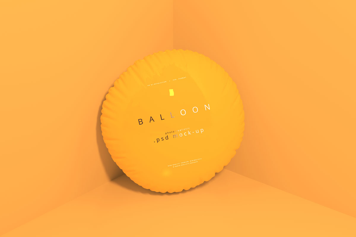 9款黄色系气球印花图案设计贴图样机模板 Orange Balloon Mockup_img_2