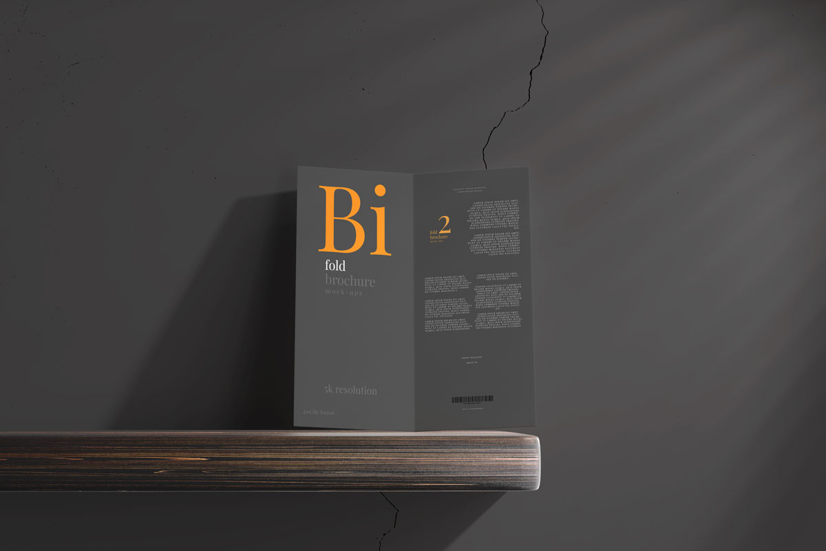 6款两折页小册子设计贴图样机模板 Dl Size Bifold Brochure Mockup_img_2